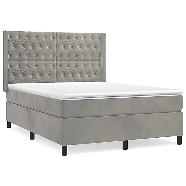 vidaXL Boxspringbett mit Matratze Hellgrau 140x190 cm Samt1399523 günstig online kaufen