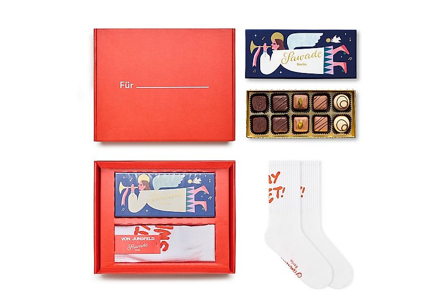von Jungfeld Socken Geschenkbox mit Tennissocken & Pralinen (1-Paar, 1 Paar günstig online kaufen