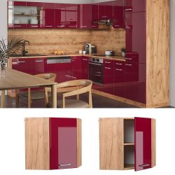Vicco Eckhängeschrank R-Line, Bordeaux Hochglanz/Goldkraft Eiche, günstig online kaufen