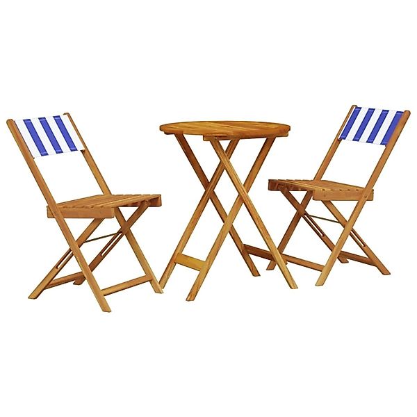 vidaXL 3-Tlg Bistro-Set Blau und Weiß Stoff und Massivholz 3281753 günstig online kaufen