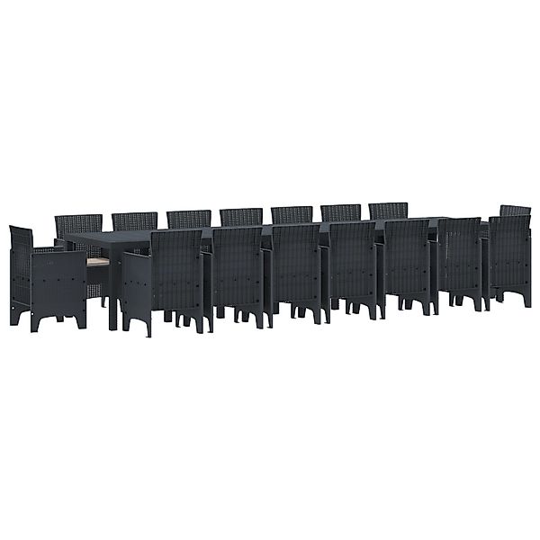 vidaXL 17-Teilige Garten-Essgruppe mit Kissen Anthrazit Poly-Rattan 3378653 günstig online kaufen