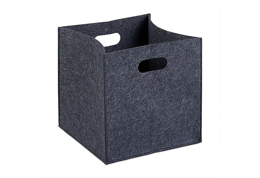relaxdays Aufbewahrungskorb 10x Quadratischer Filzkorb, Anthrazit günstig online kaufen
