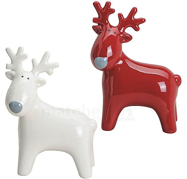 matches21 HOME & HOBBY Dekofigur Rentiere / Elche rot & weiß 2er Set 9 cm ( günstig online kaufen