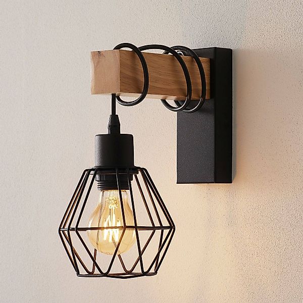 Wandlampe Townshend 5 Holz ausladend + Schirm günstig online kaufen