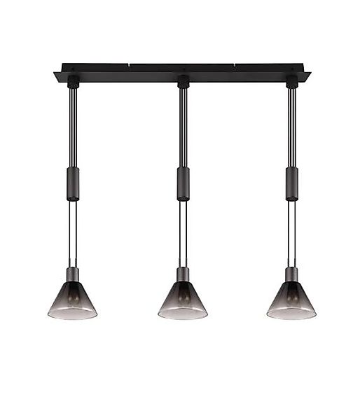 Pendelleuchte 3x E27 1 Stück Metall / Glas Schwarz günstig online kaufen