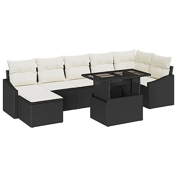 vidaXL Gartensofa-set mit Kissen 8-Tlg Schwarz und Creme Poly-Rattan 334904 günstig online kaufen