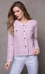 Passioni Strickjacke mit gestreiftem Kontrastsaum günstig online kaufen