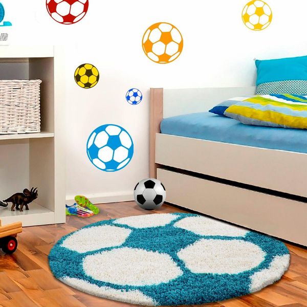 Ayyildiz Teppiche Kinderteppich "Fun 6001" rund 30 mm Höhe Fußball Design günstig online kaufen