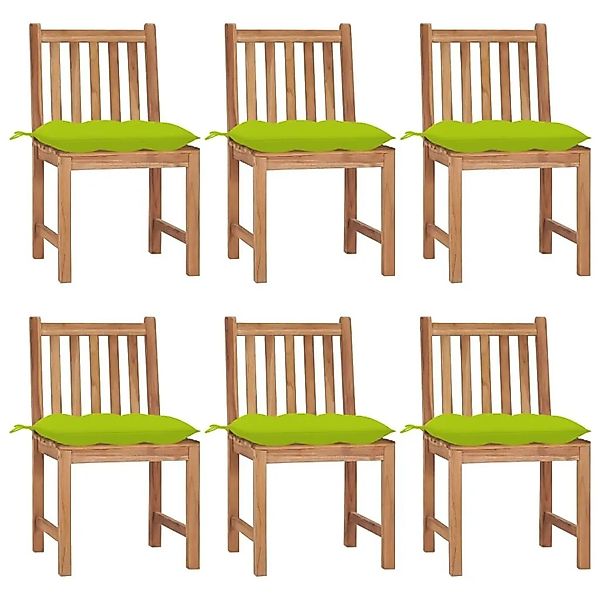 vidaXL Gartenstühle 6 Stk mit Kissen Massivholz Teak 3073141 günstig online kaufen