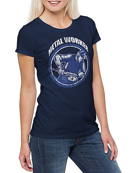 Urban Backwoods Print-Shirt Metal Worker I Damen T-Shirt Schlosser Locksmit günstig online kaufen