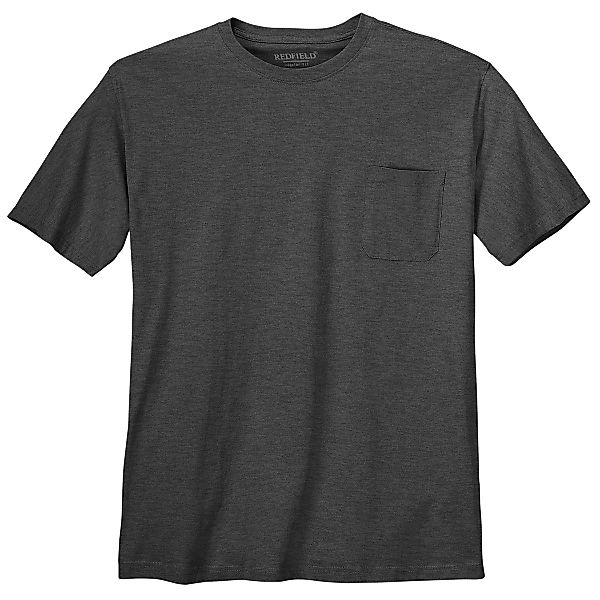 redfield Rundhalsshirt XXL T-Shirt Brusttasche anthrazit günstig online kaufen
