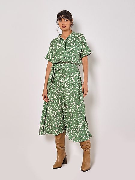 Apricot Druckkleid Quadratendruck Hemdblusenkleid, (2-tlg) mit günstig online kaufen