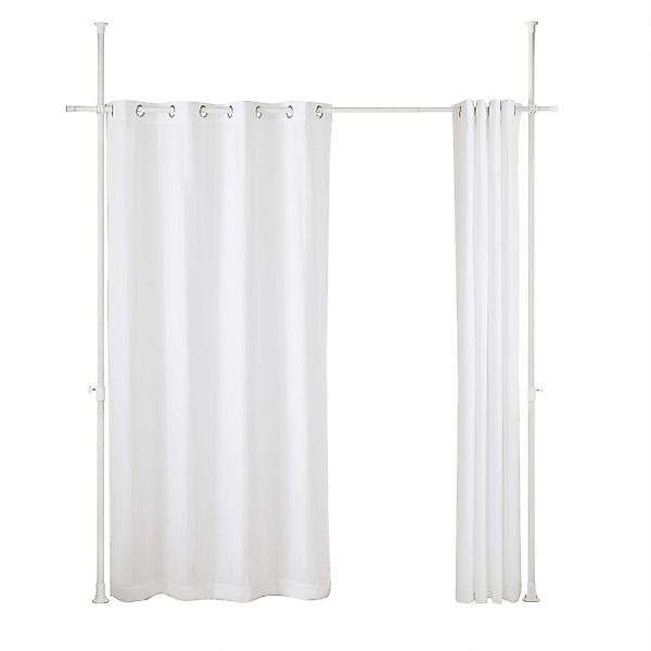 SoBuy Raumteiler Verstellbar Verdunklungsvorhang mit Gardinenstange Weiß KL günstig online kaufen