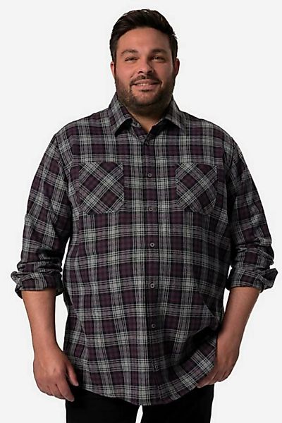 Men Plus Businesshemd Men+ Karo-Flanellhemd Langarm Kentkragen bis 8 XL günstig online kaufen