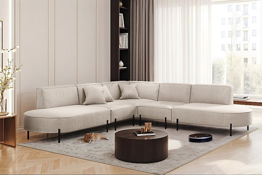 Fun Möbel Ecksofa Sofa VALENCIA Seite universal in Stoff, Rundumbezug günstig online kaufen