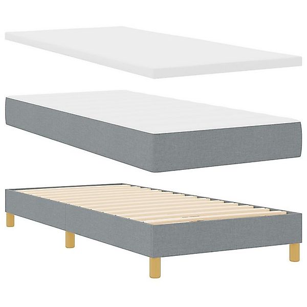 vidaXL Bett Boxspringbett mit Matratze Hellgrau 90x200 cm Stoff (1-tlg) günstig online kaufen