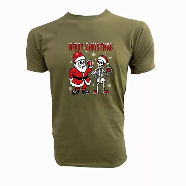 PAULGOS Print-Shirt Herren T-Shirt "Skelett mit Weihnachtsmann günstig online kaufen