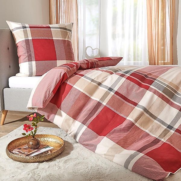 TRAUMSCHLAF Bettwäsche Lech rot, Flanell, 2 günstig online kaufen