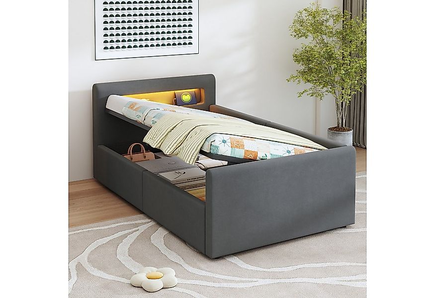 REDOM Polsterbett Funktionsbett Kinderbett (mit LED-Licht, USB-Ladeanschlus günstig online kaufen