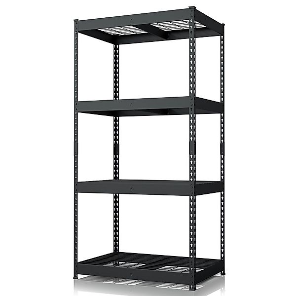 Floordirekt Schwerlastregal Yukon Rivet 4 Böden Schwarz 180 x 90 x 60 cm günstig online kaufen