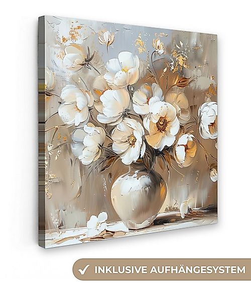 OneMillionCanvasses® Leinwandbild Vase - Blumen - Kunst - Gold, Fotodruck ( günstig online kaufen