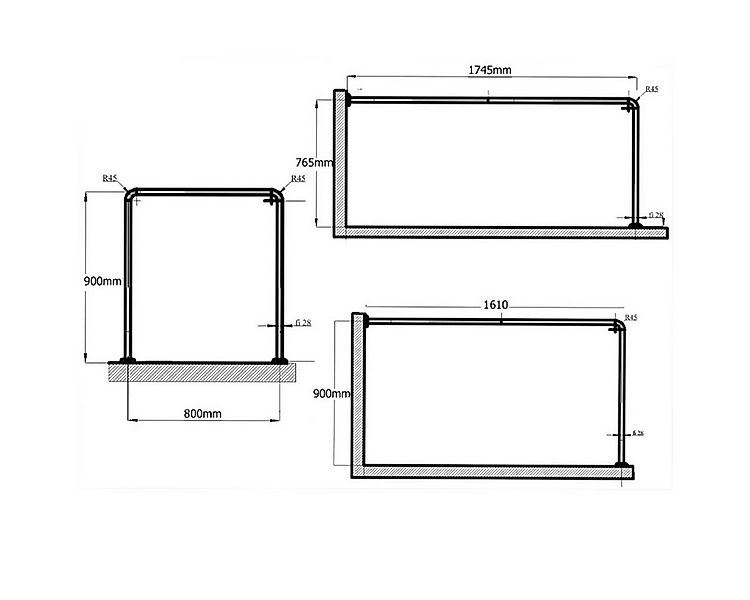 Ekershop Winkelstange Alu Weiß 3er Extra Dick Duschvorhangstange Winkeldusc günstig online kaufen