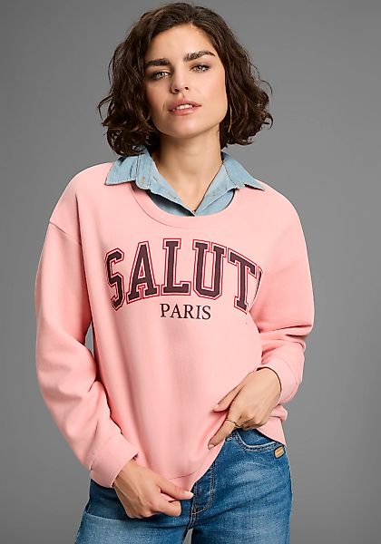 Laura Scott Sweatshirt, Angeraute Sweatware mit modischem Print und Rundhal günstig online kaufen