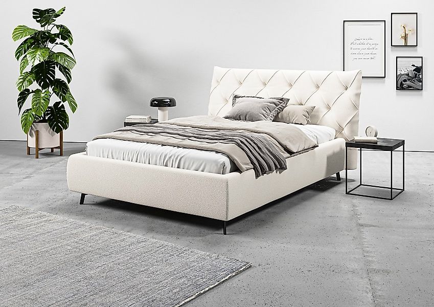Leonique Polsterbett "Elloree, in 4 Breiten bis 200cm, auch in Leder" Kopft günstig online kaufen
