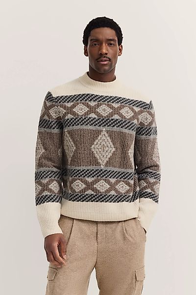 bugatti Norwegerpullover "Regular Fit" mit Stehkragen & Fair-Isle günstig online kaufen
