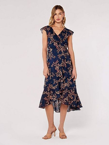 Apricot Midikleid Delicate Leaves Ruffle Midi Dress in Wickeloptik günstig online kaufen
