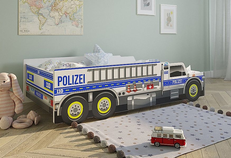 Kids Collective Autobett Kinderbett Jugendbett 80x160, Polizei mit Rausfall günstig online kaufen