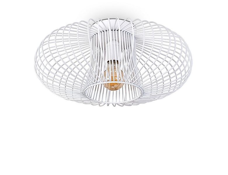 hofstein Deckenleuchte »Pieris« runde Deckenlampe aus Metall in Weiß, ohne günstig online kaufen