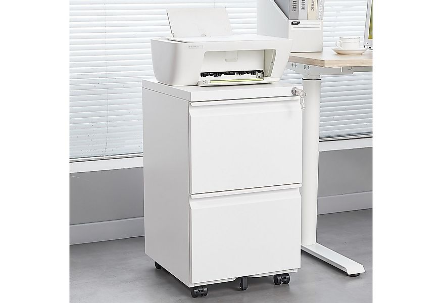 IDEASY Aktenschrank Rollcontainer Metall 2 Schubladen Schloss A4 weiß günstig online kaufen