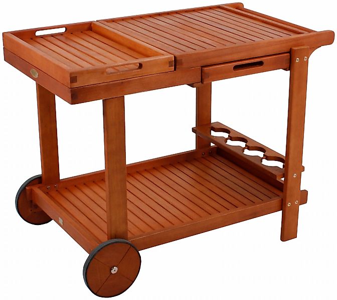 Garden Pleasure Servierwagen "HAYWARD" Eukalyptusholz, 100x60 cm, rollbar günstig online kaufen