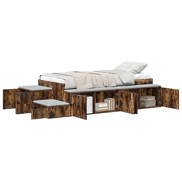 vidaXL Bett Stauraumbettgestell Räuchereiche 90x200 cm (1-tlg) günstig online kaufen