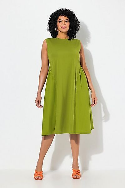Ulla Popken Midikleid Kleid Materialmix A-Linie Rundhals ärmellos günstig online kaufen