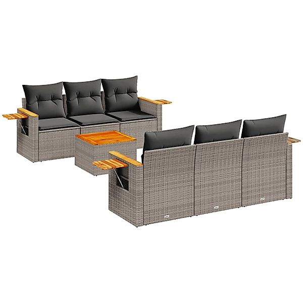 vidaXL 7-Tlg Garten-Sofagarnitur mit Kissen Grau Poly Rattan 3226634 günstig online kaufen