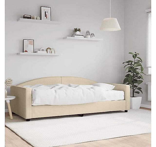 vidaXL Bett, Tagesbett mit Matratze Creme 100x200 cm Stoff günstig online kaufen