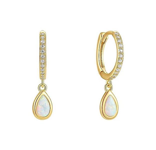 ROUGEMONT Paar Creolen Damen Opal Zirkonia Ohrhänger Creolen 925 Silber was günstig online kaufen