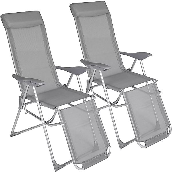 2 Aluminium Gartenstühle klappbar mit Kopfteil und Fußteil - grau günstig online kaufen