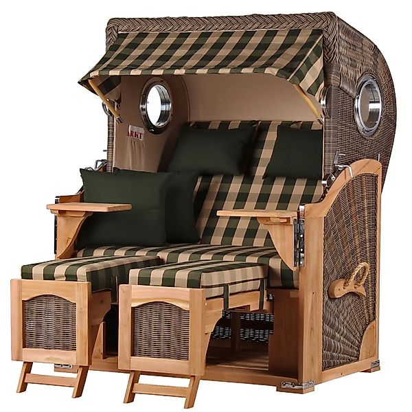 bene,iving Strandkorb Komplettset Ammersee Teak Bullauge PE Grau Modell 506 günstig online kaufen