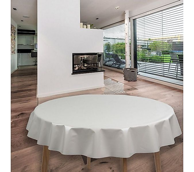 laro Tischdecke Wachstuch-Tischdecken Uni Weiß Rund 140cm günstig online kaufen