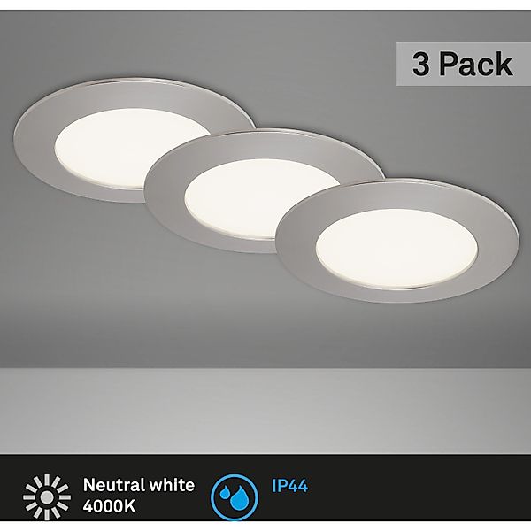 Briloner LED Einbauleuchten Flat In 3er-Set Neutralweiß 12 x 2,8 cm Matt-Ni günstig online kaufen