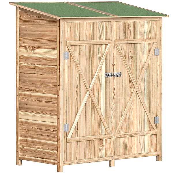 Outsunny Gartenschrank Holz, Geräteschuppen wetterfest 140 x 75 x 157cm, Ge günstig online kaufen