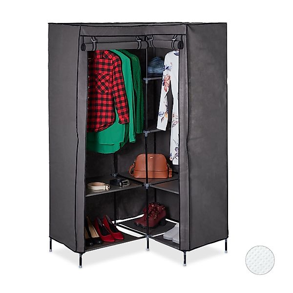 relaxdays Stoffschrank Eckkleiderschrank aus Stoff Anthrazit günstig online kaufen