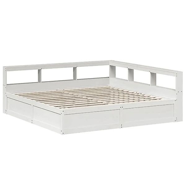 vidaXL Massivholzbett mit Regal ohne Matratze Weiß 200x200 cm Kiefer 332444 günstig online kaufen