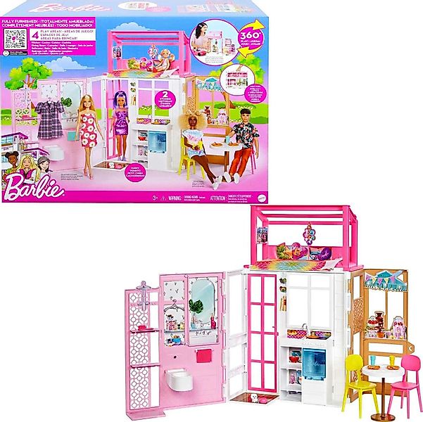 Mattel® Anziehpuppe Barbie 2-stöckiges möbliertes Spielhaus günstig online kaufen