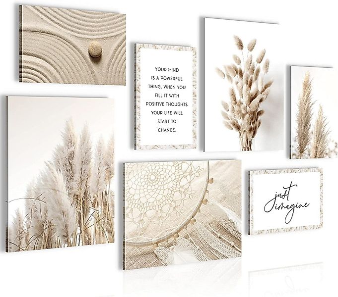 Novart Wandbild Wandbilder Wohnzimmer Boho Natur AUFHÄNGFERTIG 100x70 cm, B günstig online kaufen