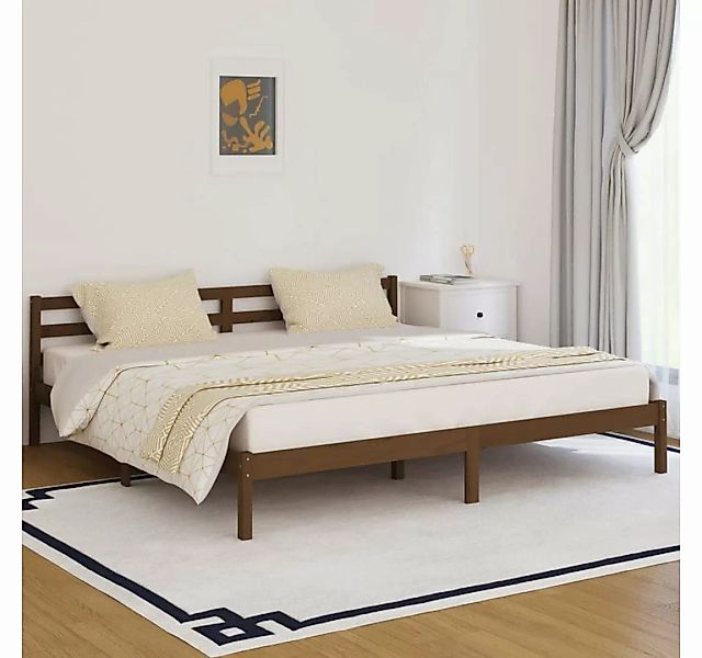 furnicato Bett Massivholzbett Kiefer 200x200 cm Honigbraun günstig online kaufen