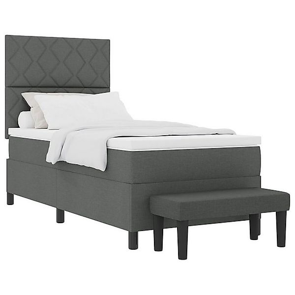 vidaXL Bett Boxspringbett mit Matratze & Bank Dunkelgrau 90x200 cm Stoff (2 günstig online kaufen